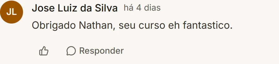 Comentário de aluno na aula de publicar o CRM no servidor