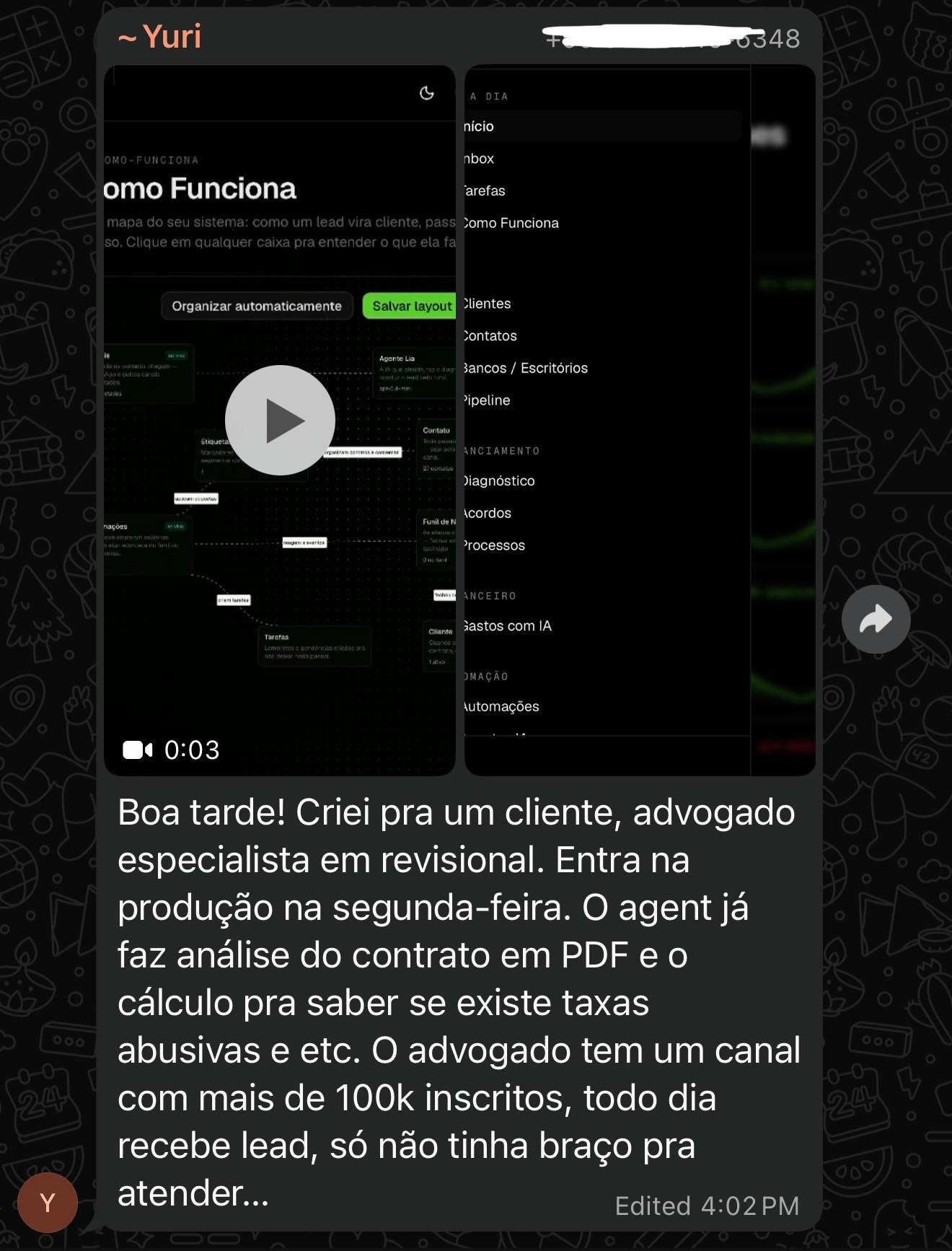 Sistema Agente do revisional, do setor de Advocacia
